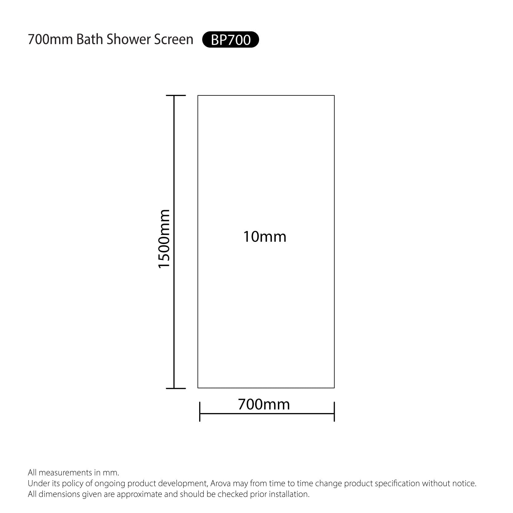 700mm Bath Shower Screen Shower Screens Arova