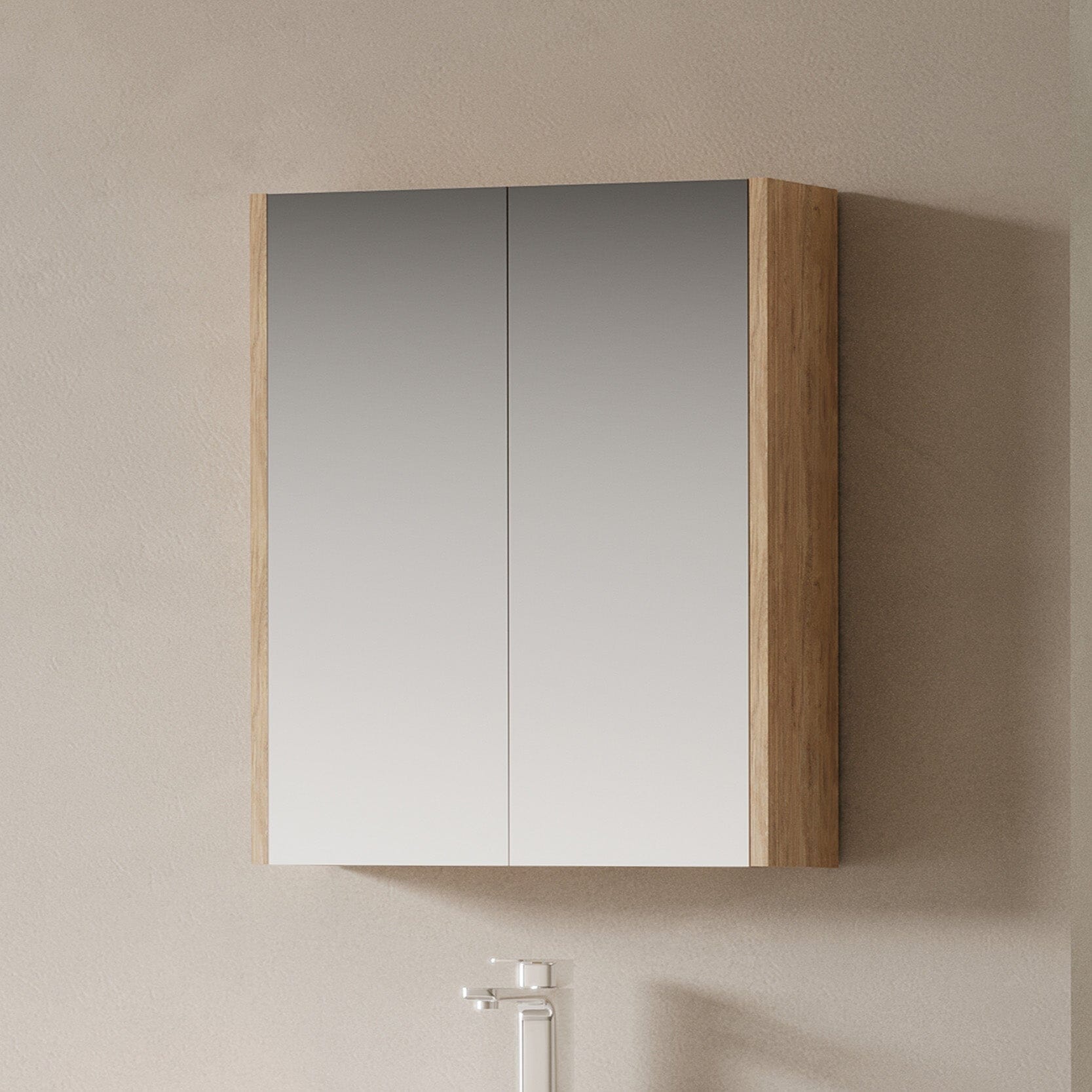 750mm Height Bathroom Shaving Cabinet Arova 600mm Antico Oak