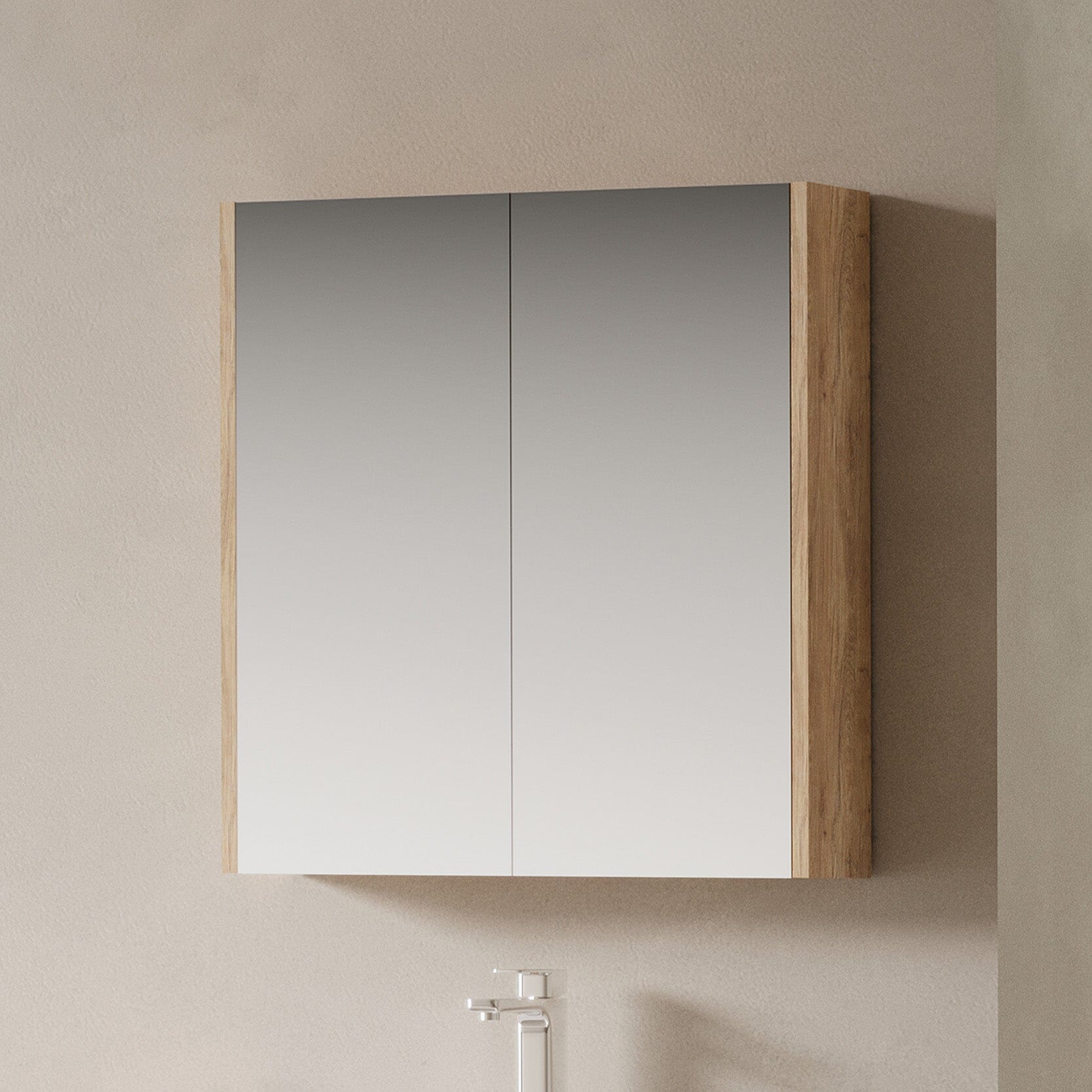 750mm Height Bathroom Shaving Cabinet Arova 750mm Antico Oak