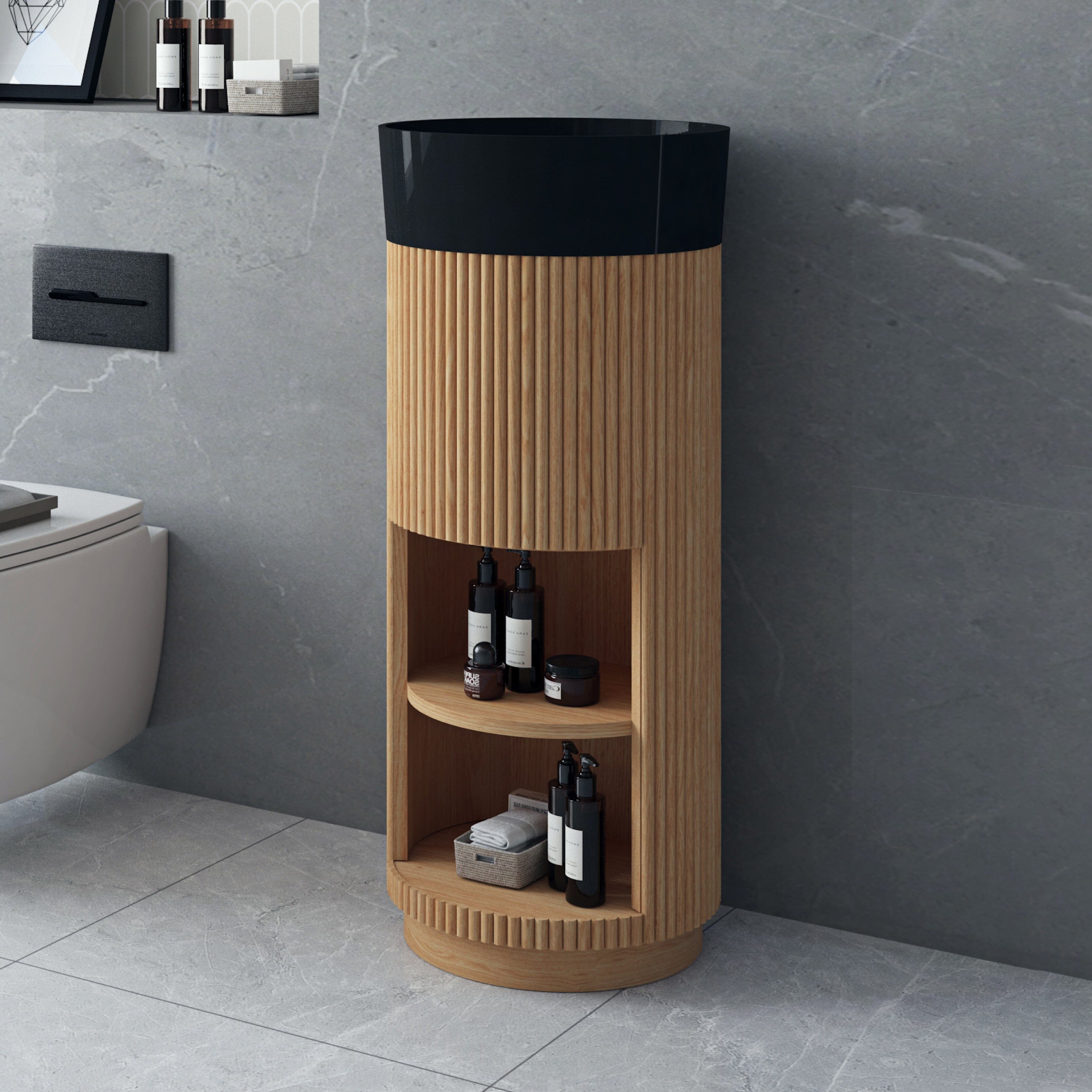 Aero 400mm Fluted Small Vanity Light Walnut Vanities Arova