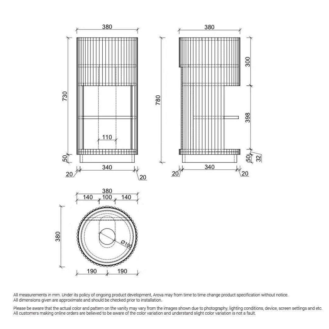 Aero 400mm Small Bathroom Vanity Dark Walnut Vanities Arova