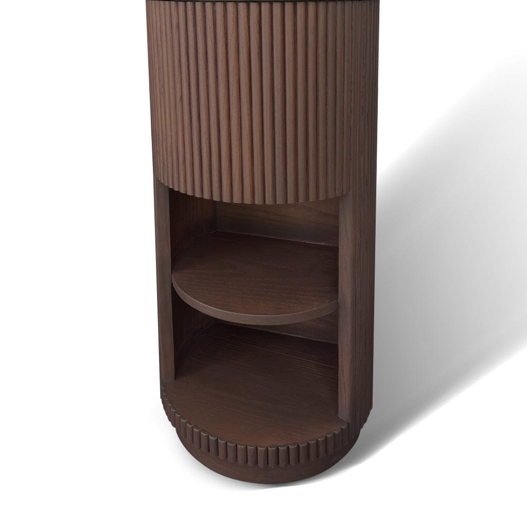 Aero Freestanding Small Vanity Dark Walnut with Black Solid Surface Basin Vanities Arova