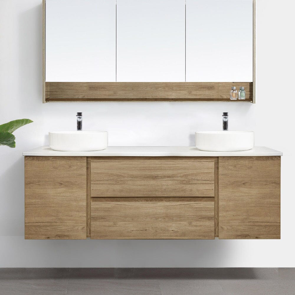 ALBANY 1500mm Oak Timber Wall Hung Vanity + Luxe Stone Top AROVA