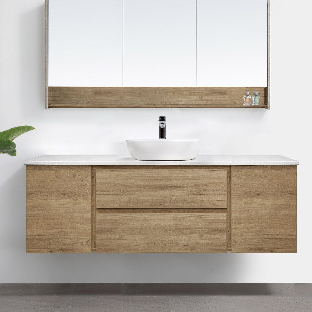 ALBANY 1500mm Oak Timber Wall Hung Vanity + Luxe Stone Top AROVA