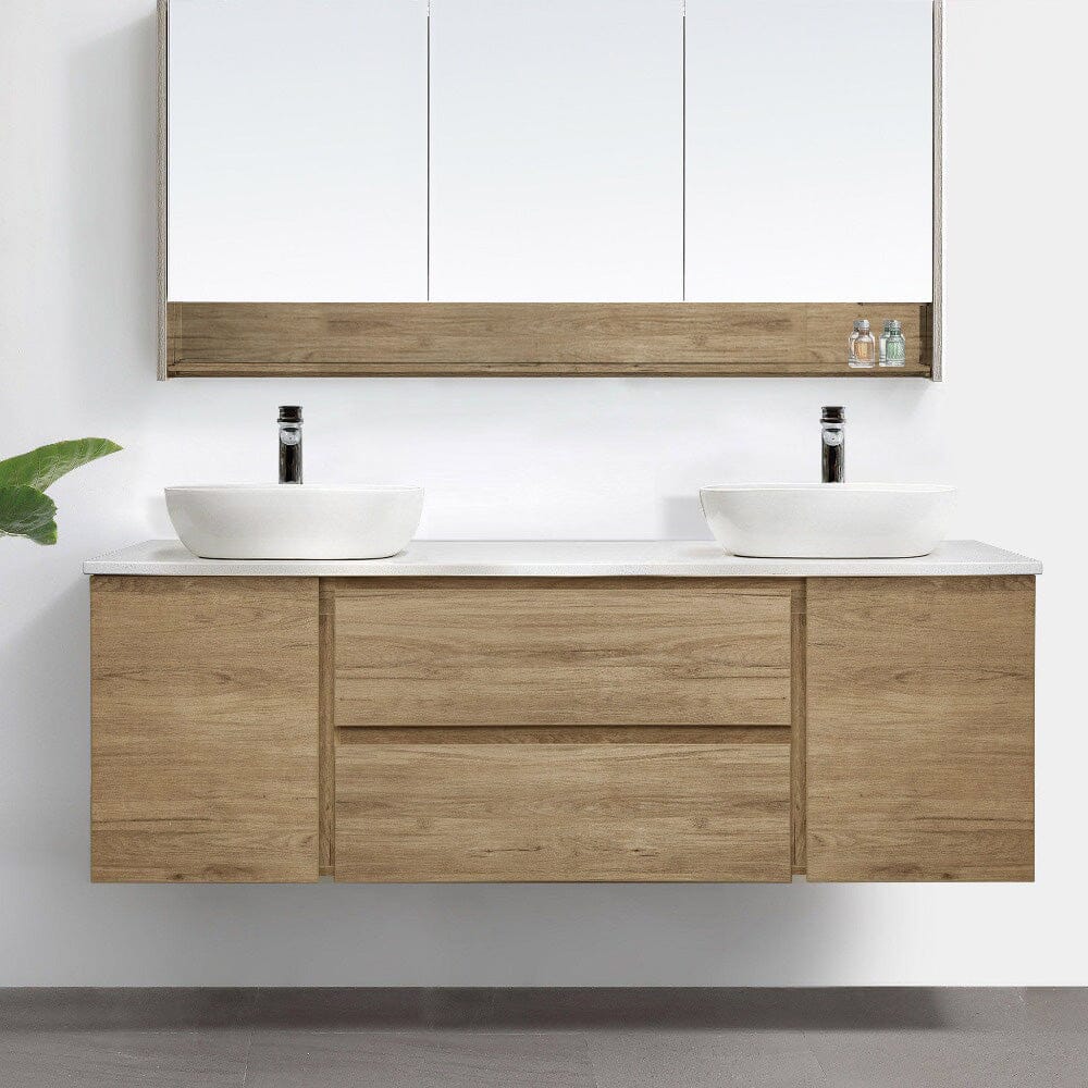ALBANY 1500mm Oak Timber Wall Hung Vanity + Luxe Stone Top AROVA