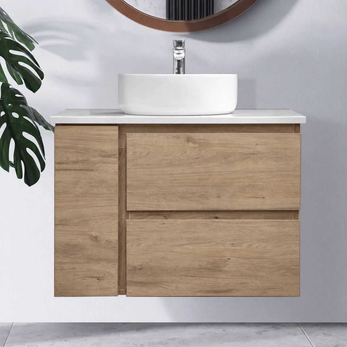 ALBANY 750mm Oak Timber Wall Hung Vanity Vanities Arova
