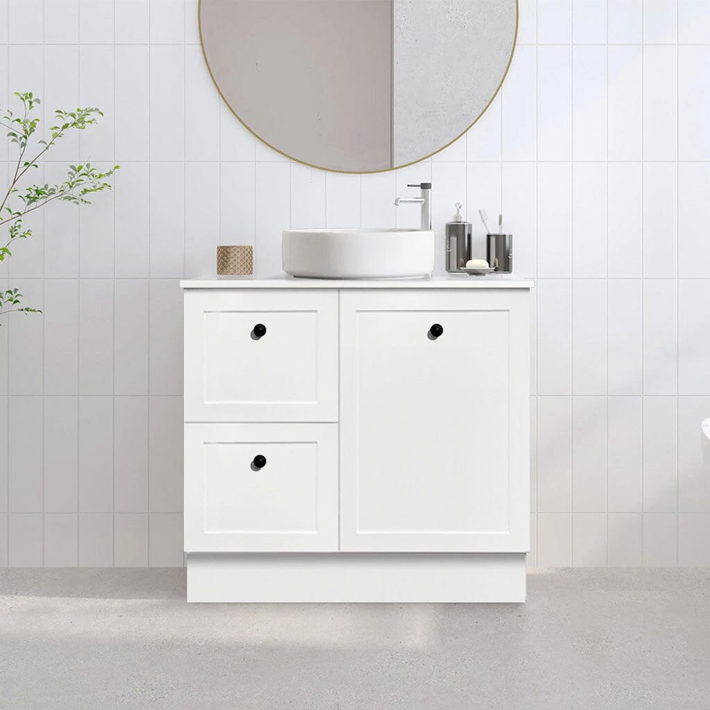 AUSTIN 900mm Floor Standing Bathroom Vanity (Left Hand) & Bliss Stone Top AROVA