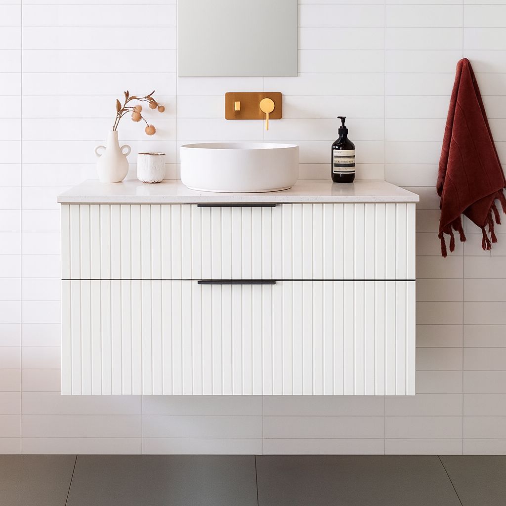 Bronte 900mm Wall Hung Bathroom Vanity - Matte White Vanities Arova