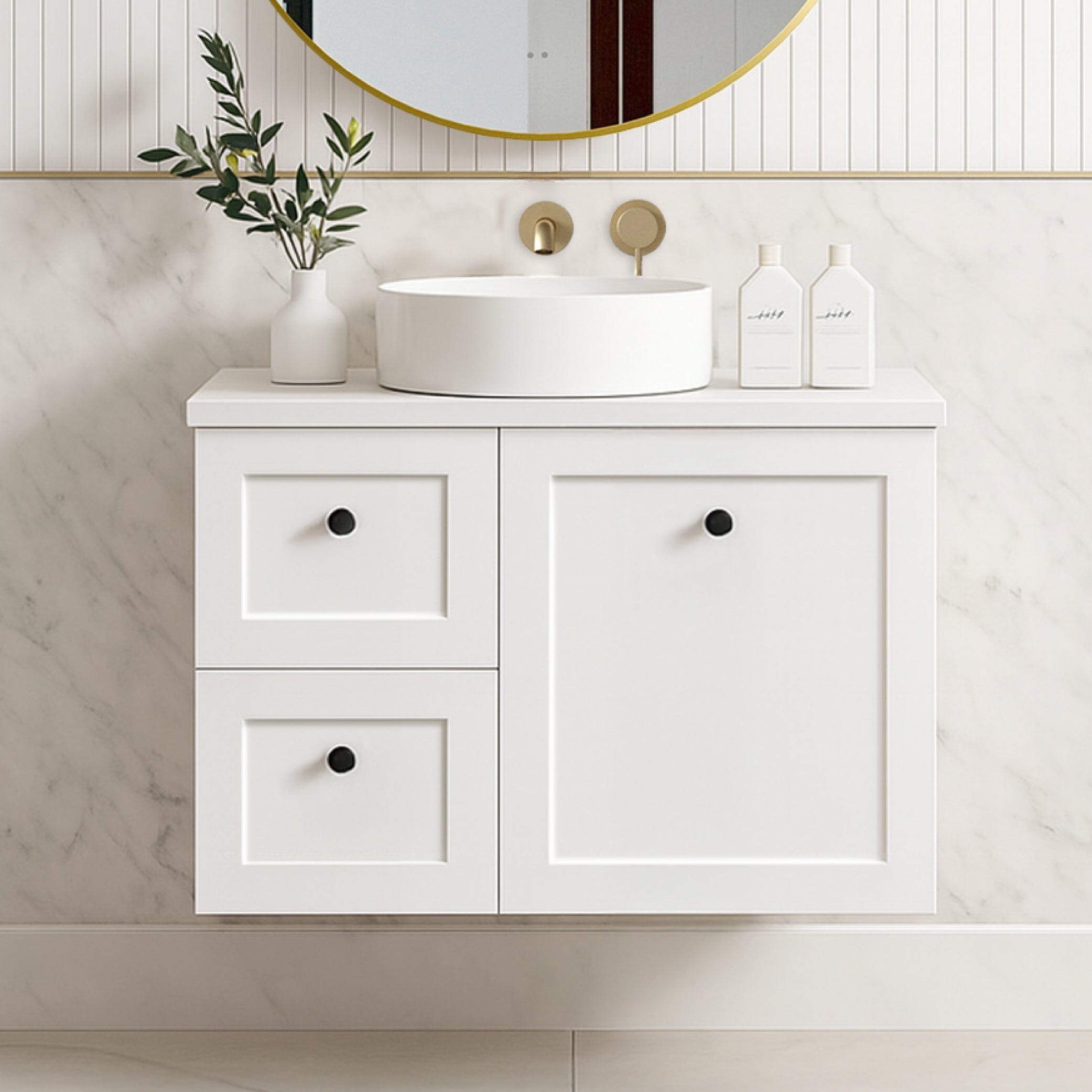 Clearance - AUSTIN 750mm Wall Hung Bathroom Vanity Left Hand Side Vanities Arova