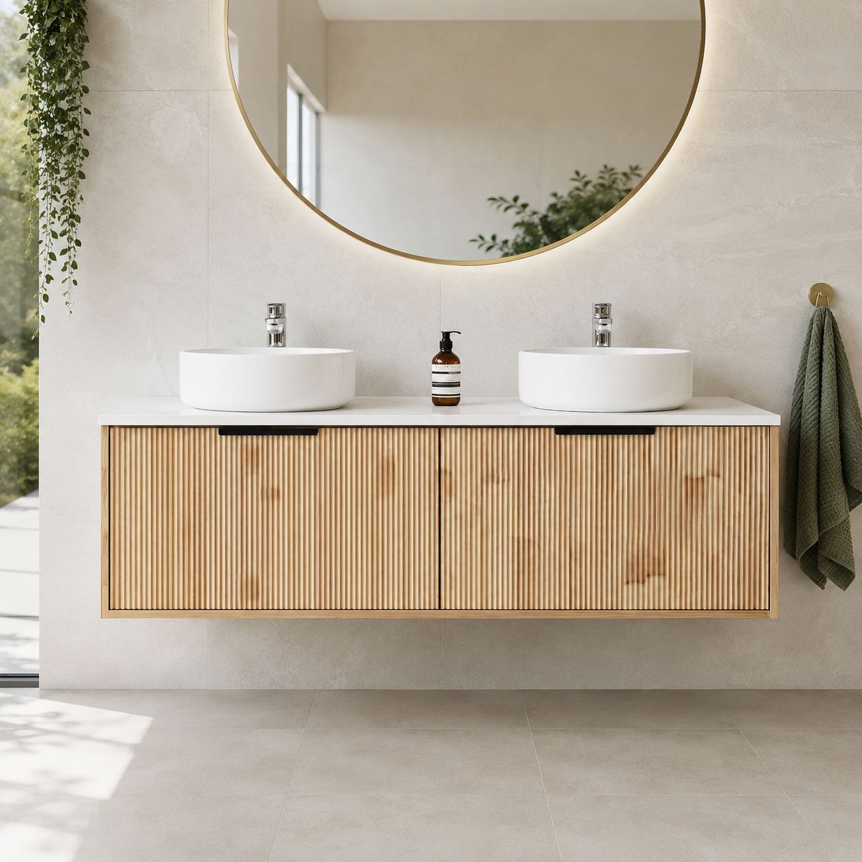 Clearance - Somer 1500mm Timber Wall Hung Bathroom Vanity - Double Bowl Vanities Arova