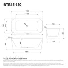 CLIO 1500mm Back to Wall Free Standing Bath Matte White Baths AROVA