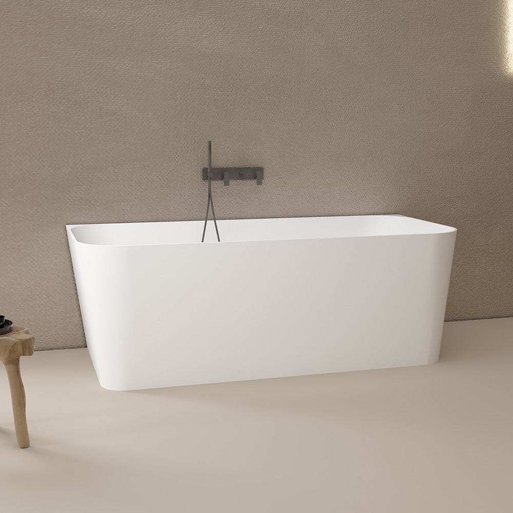 CLIO 1700mm Back to Wall Free Standing Bath Matte White Baths AROVA
