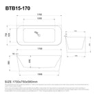 CLIO 1700mm Back to Wall Free Standing Bath Matte White Baths AROVA