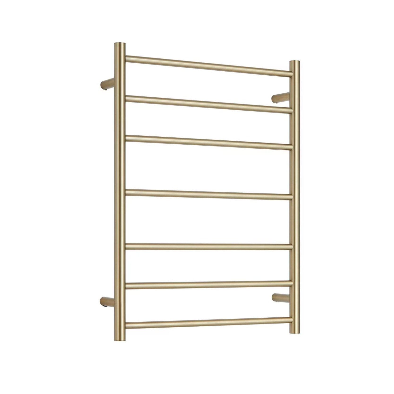 CLIO Heated Towel Rail Round Brushed Gold Accessories Arova