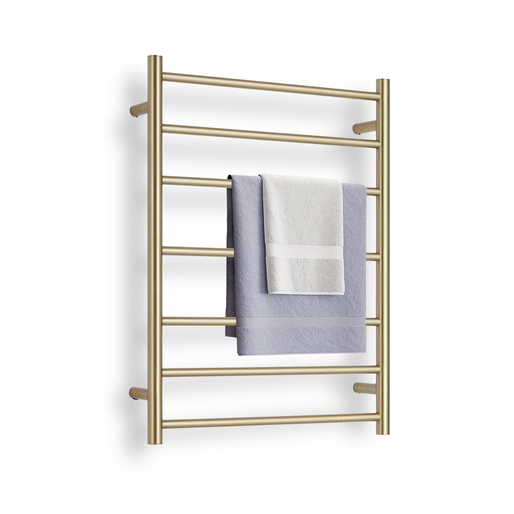 CLIO Heated Towel Rail Round Brushed Gold Accessories Arova