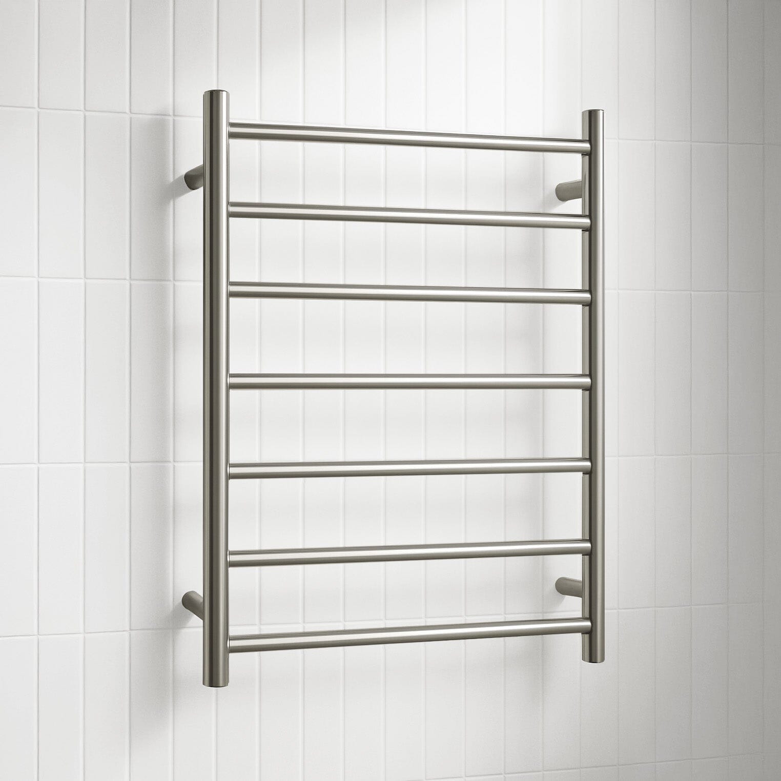 CLIO Heated Towel Rail Round Brushed Nickel Heated Towel Rails Arova