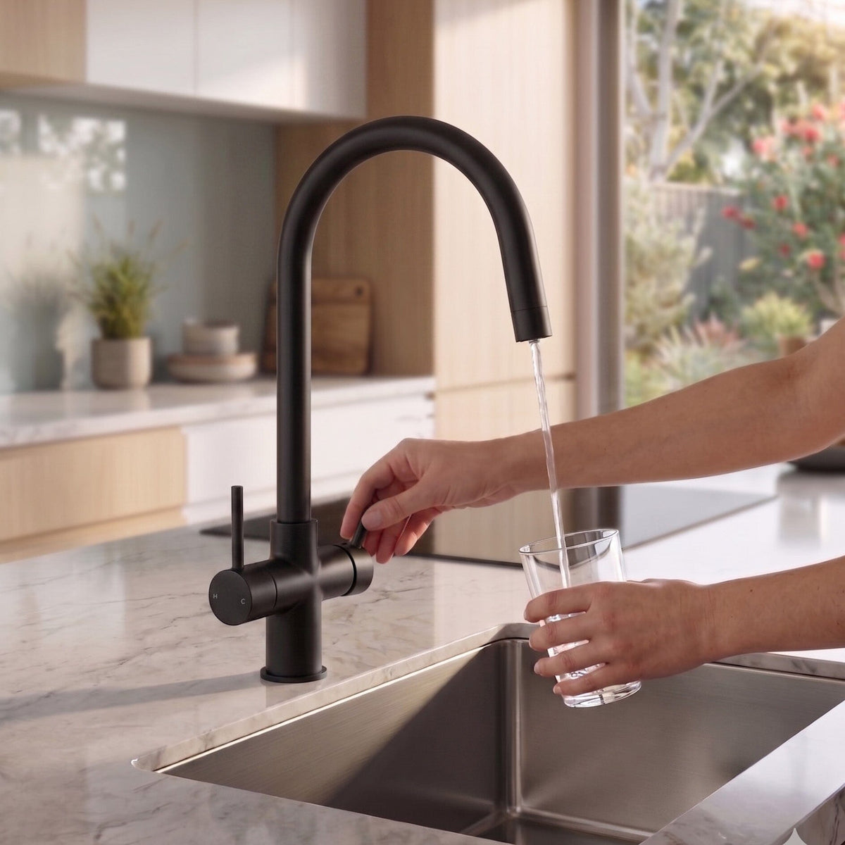 Clio Kitchen Mixer Water Filter Tap Matte Black Tapware Arova