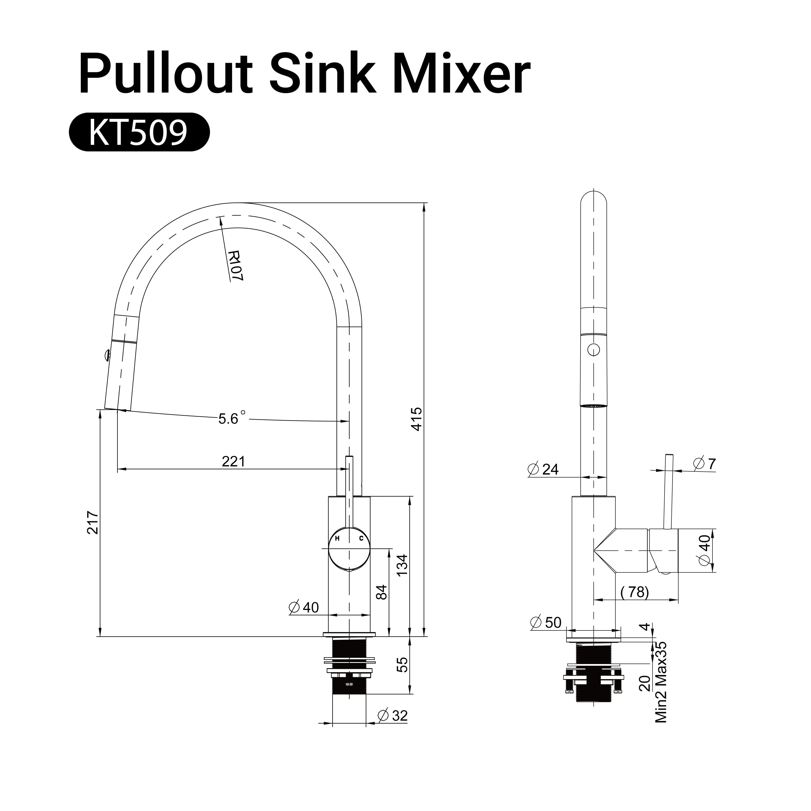 Clio Pull Out Kitchen Sink Mixer Tap with Spray Gunmetal Tapware Arova