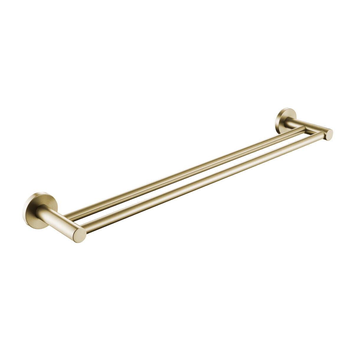 Clio Round Double Towel Rail 600mm Brushed Gold Accessories Arova