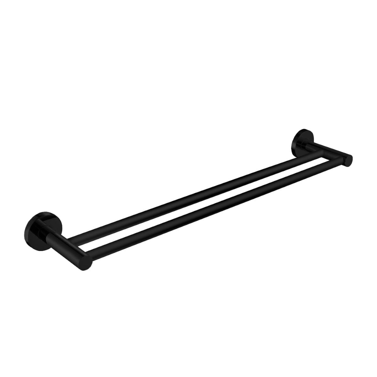 Clio Round Double Towel Rail 600mm Matte Black Accessories Arova