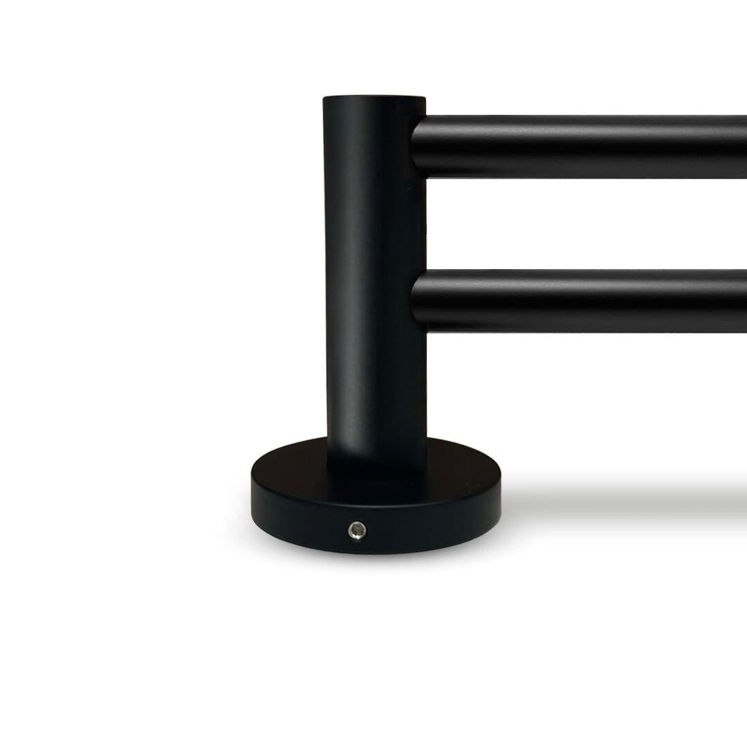 Clio Round Double Towel Rail 600mm Matte Black Accessories Arova