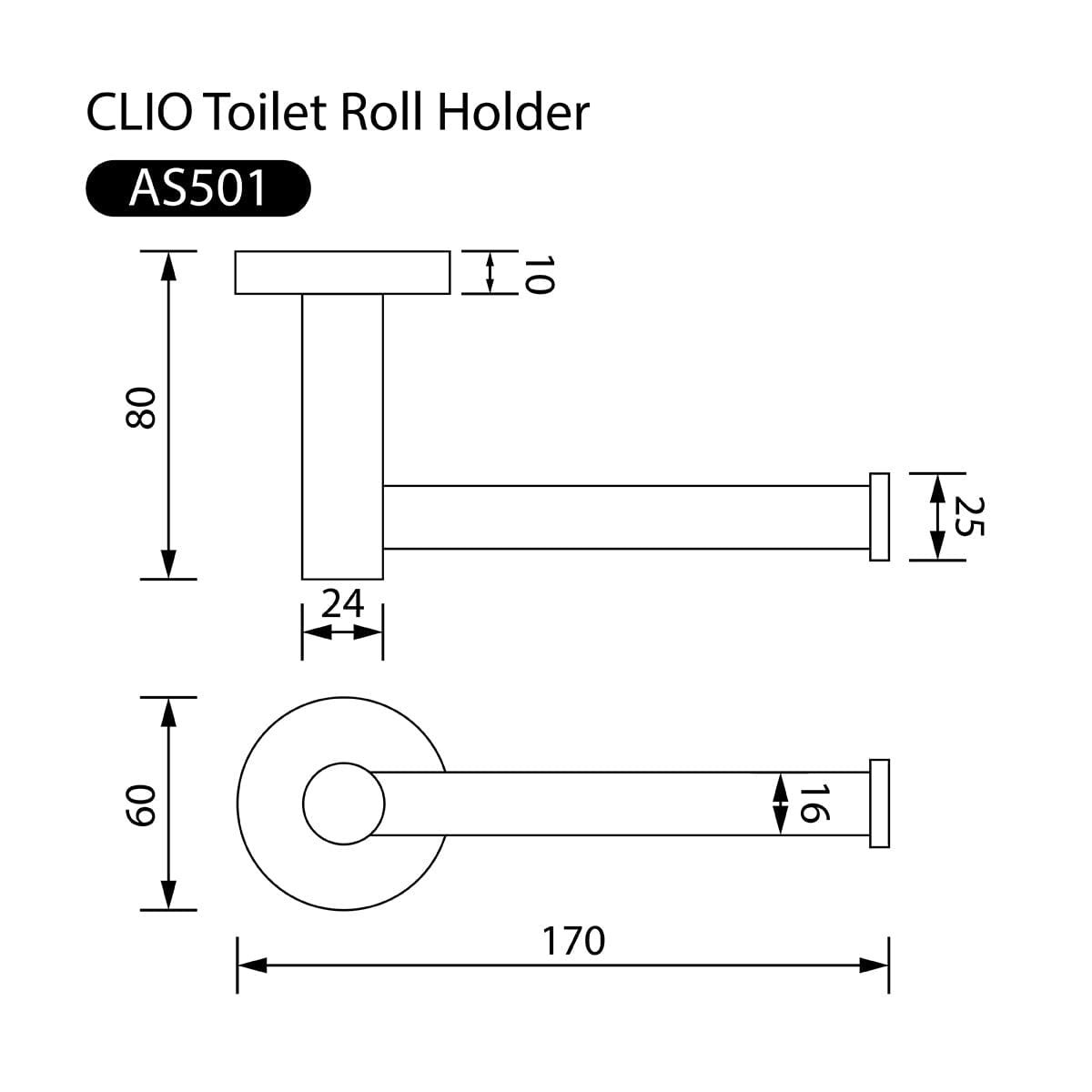 Clio Toilet Roll Holder Stainless Steel Matte Black Accessories Arova