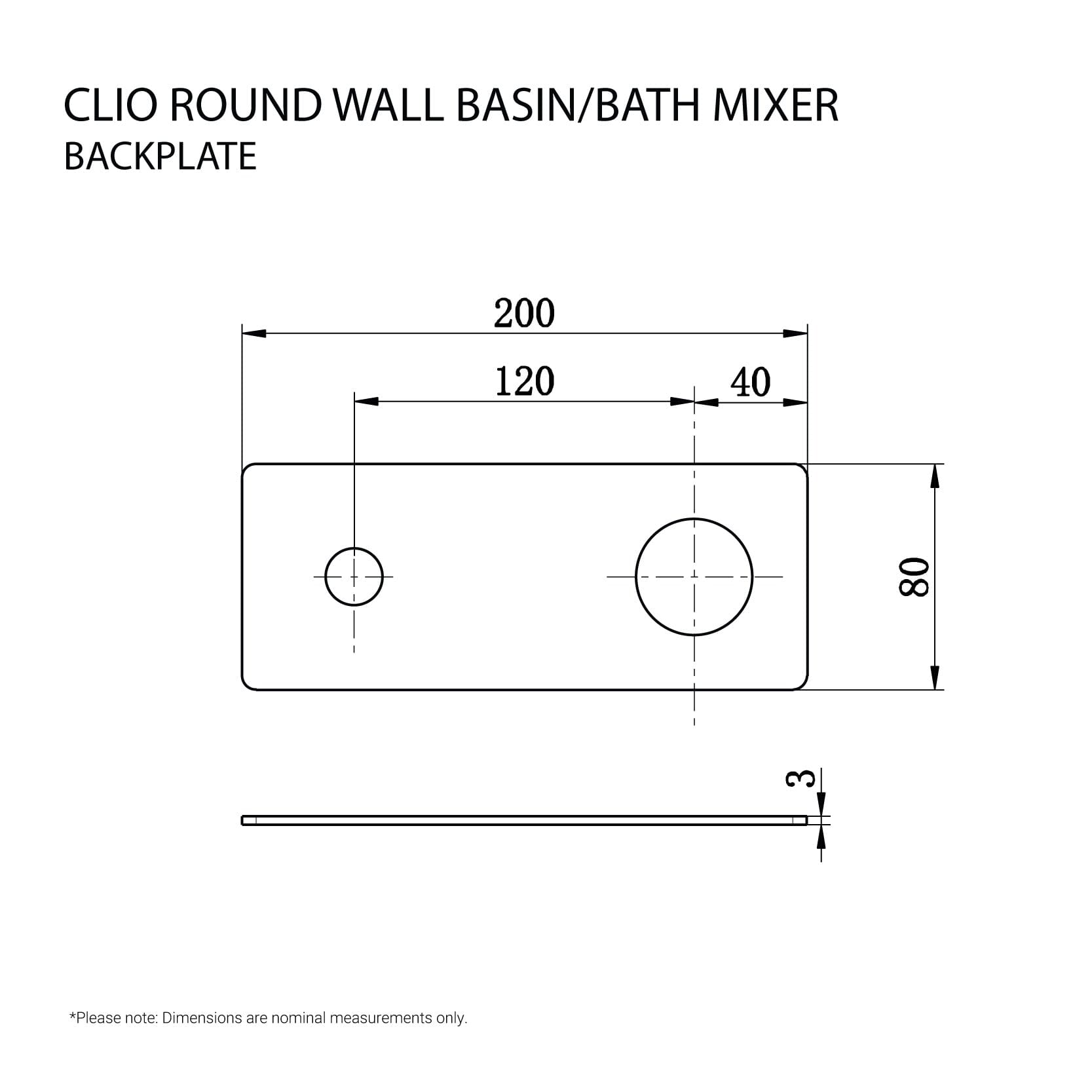 CLIO Wall Basin/Bath Mixer Spout Backplate Matte Black Tapware Arova 