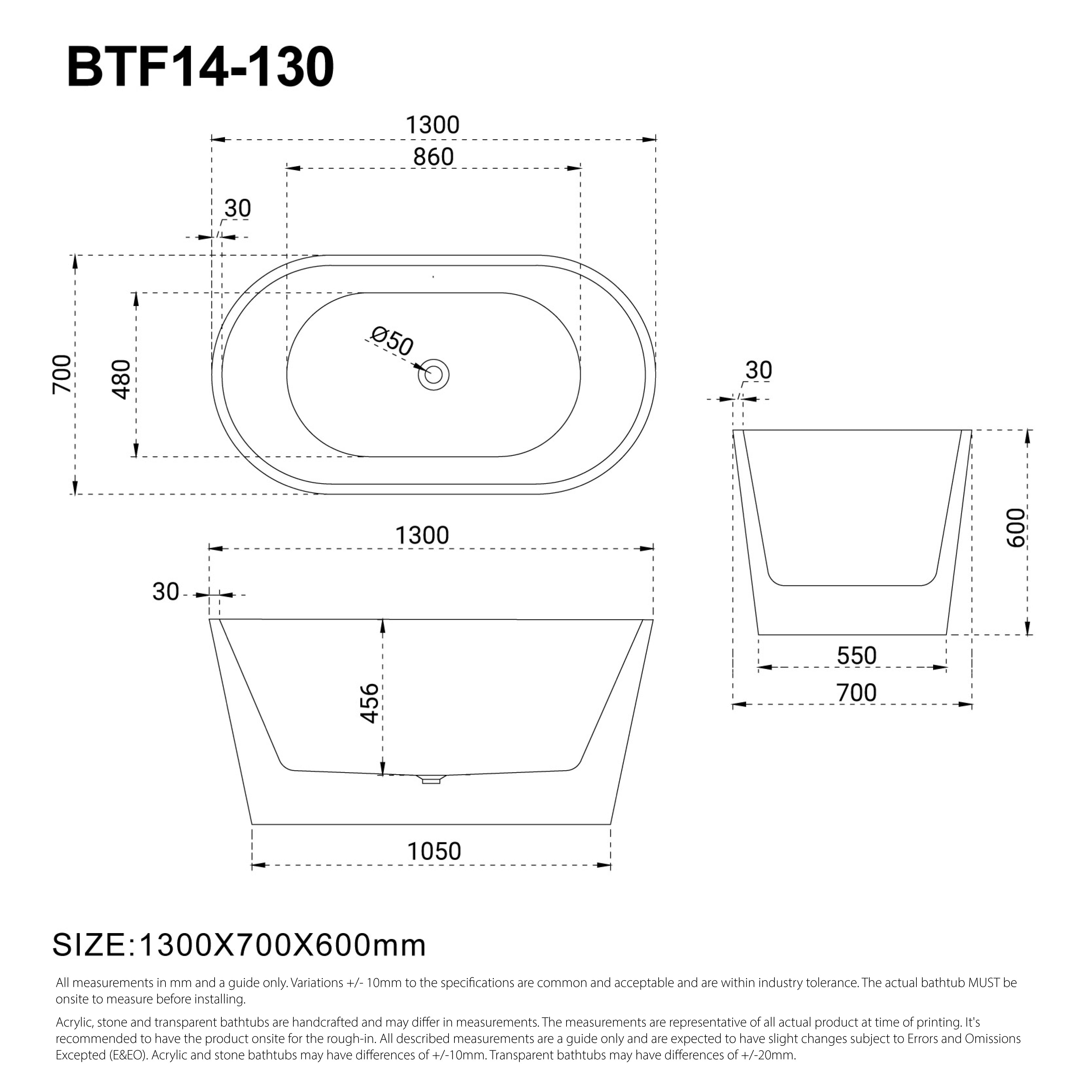 CORA 1300mm Oval Freestanding Bath Gloss White Baths AROVA