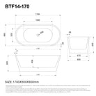 CORA 1700mm Oval Freestanding Bath Gloss White Baths AROVA