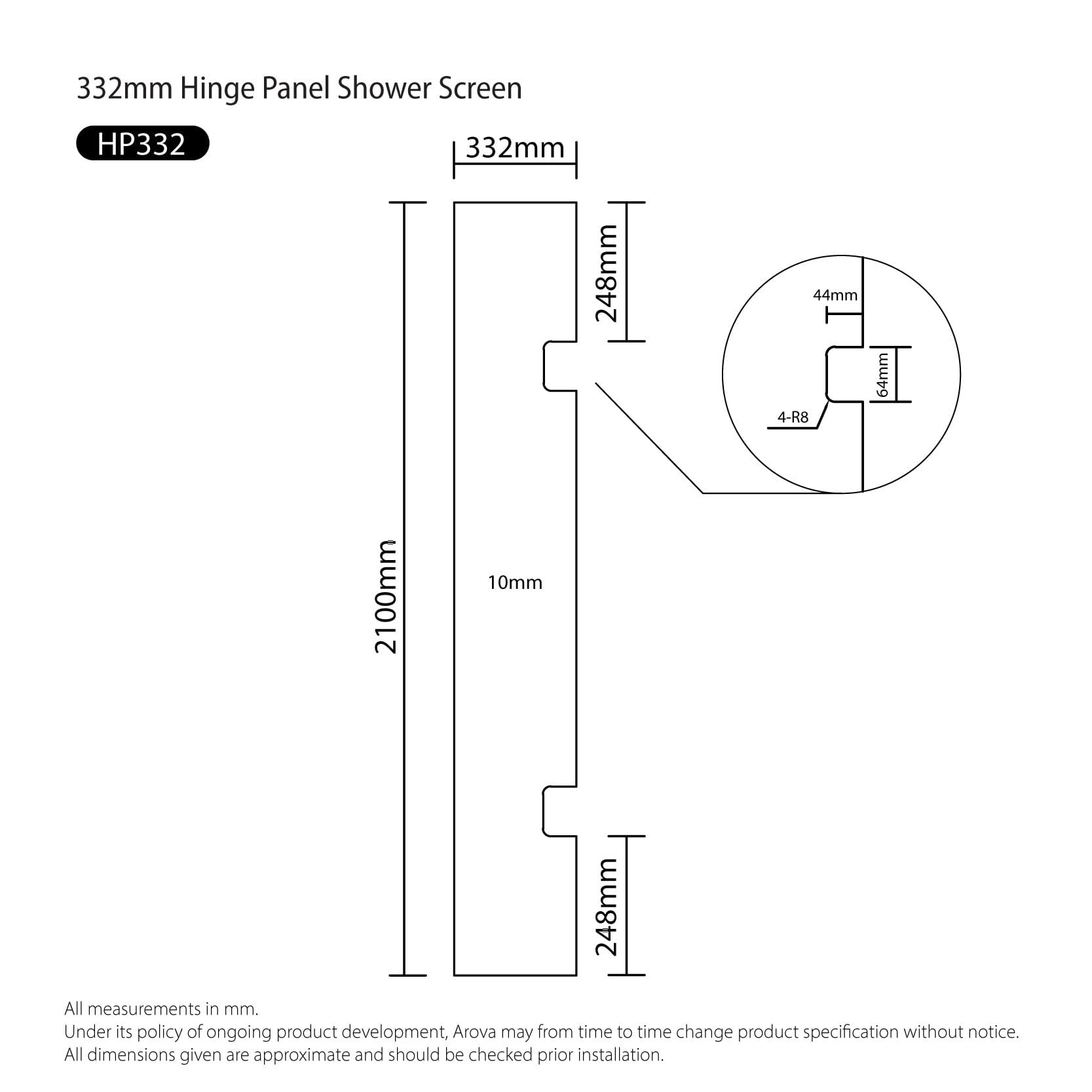 Corner Shower Screen Set 1050mm Front Fully Frameless Shower Screens Arova