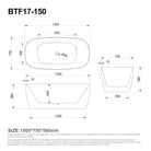 DANA 1500mm Oval Freestanding Bathtub Gloss White Baths AROVA