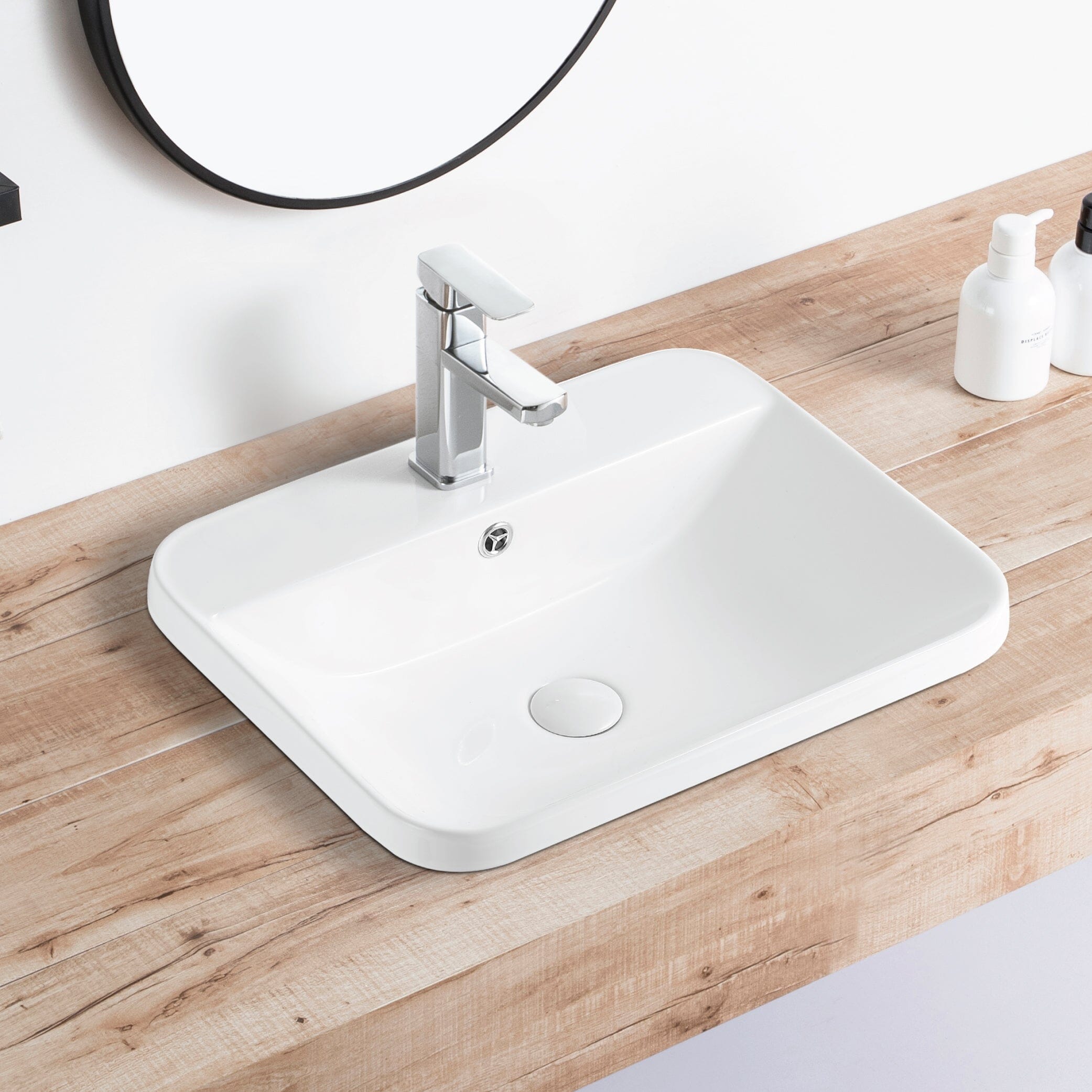 ELAN Semi Inset Basin with Overflow 1 Tap Hole Gloss White Basins Arova