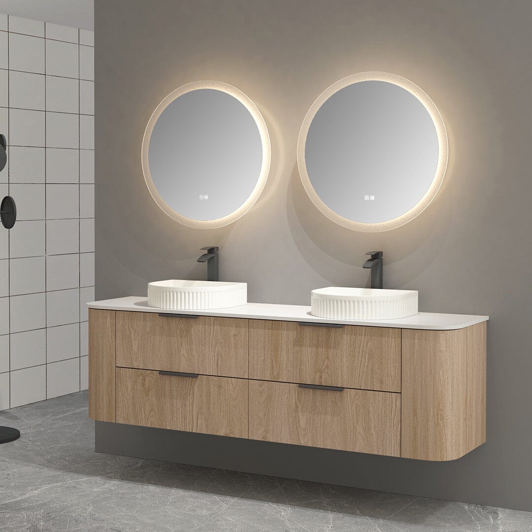 Ellie 1800mm Curved Wall Hung Vanity Double Bowls Vanities Arova