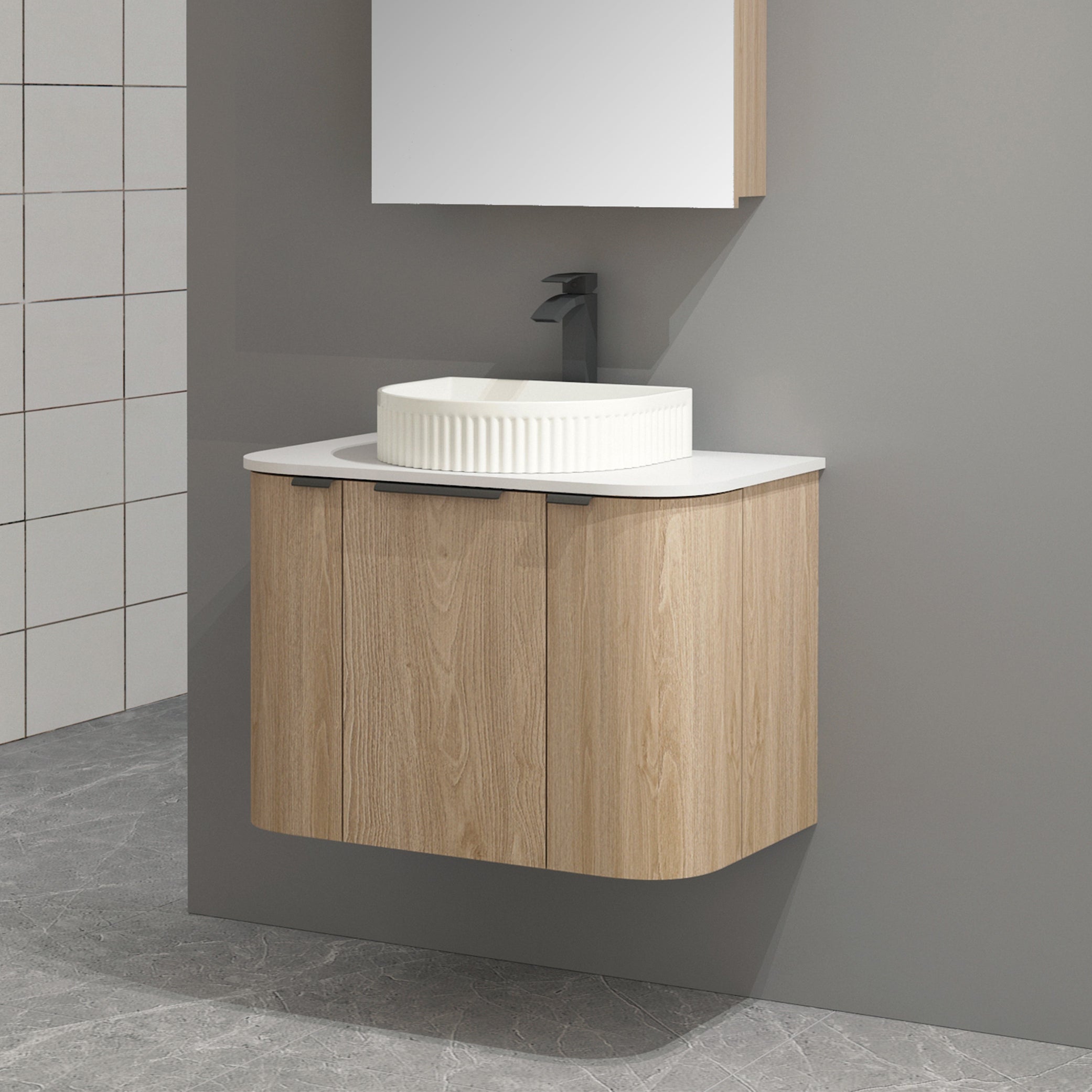 Ellie 750mm Curved Wall Hung Vanity Vanities Arova