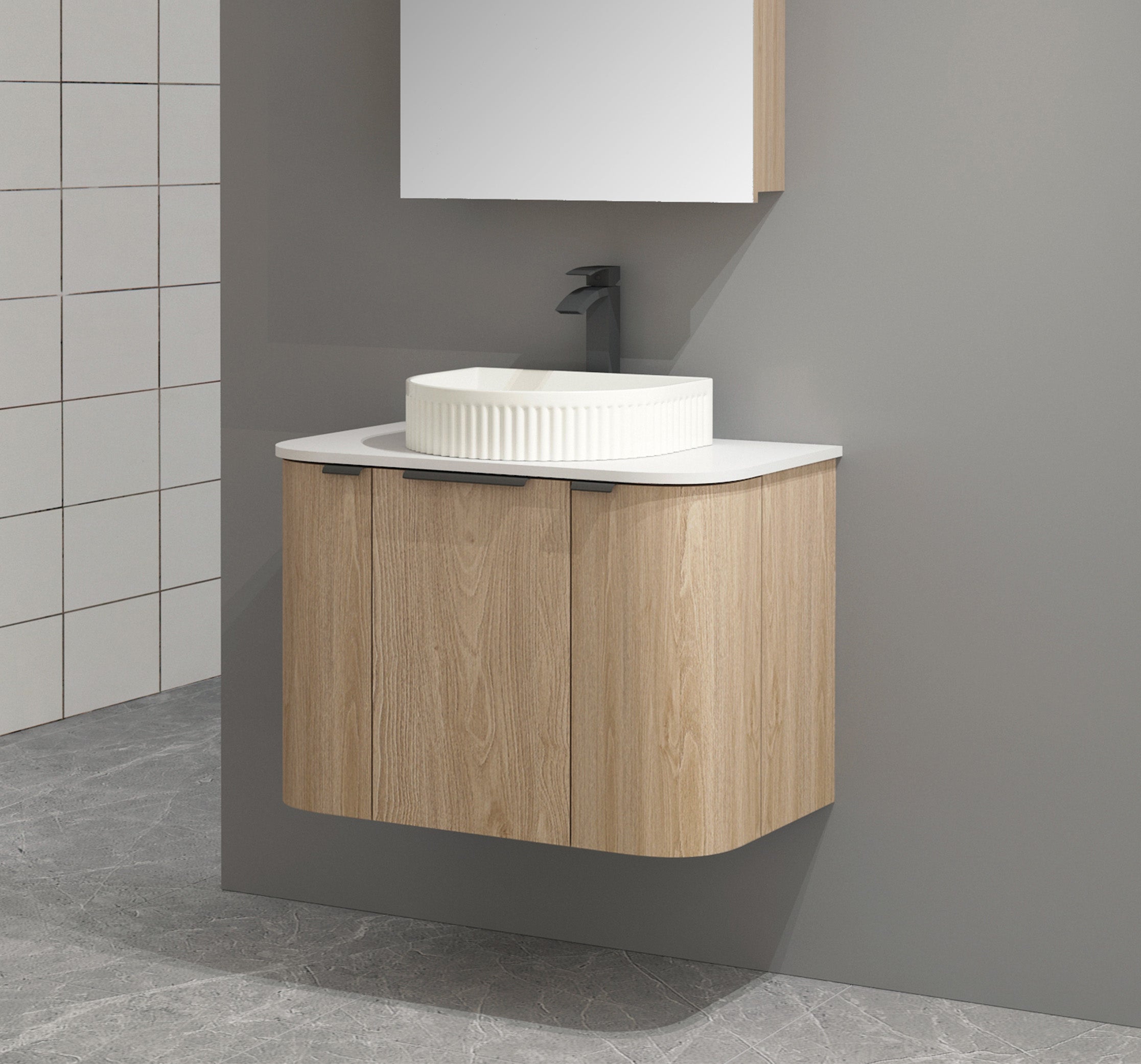 Ellie 750mm Curved Wall Hung Vanity Vanities Arova
