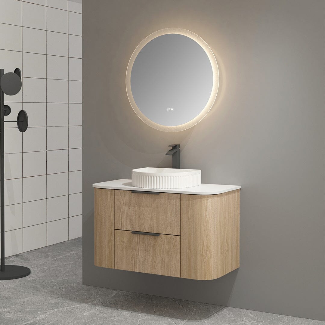 Ellie 900mm Curved Wall Hung Vanity + Luxe Stone Top Arova