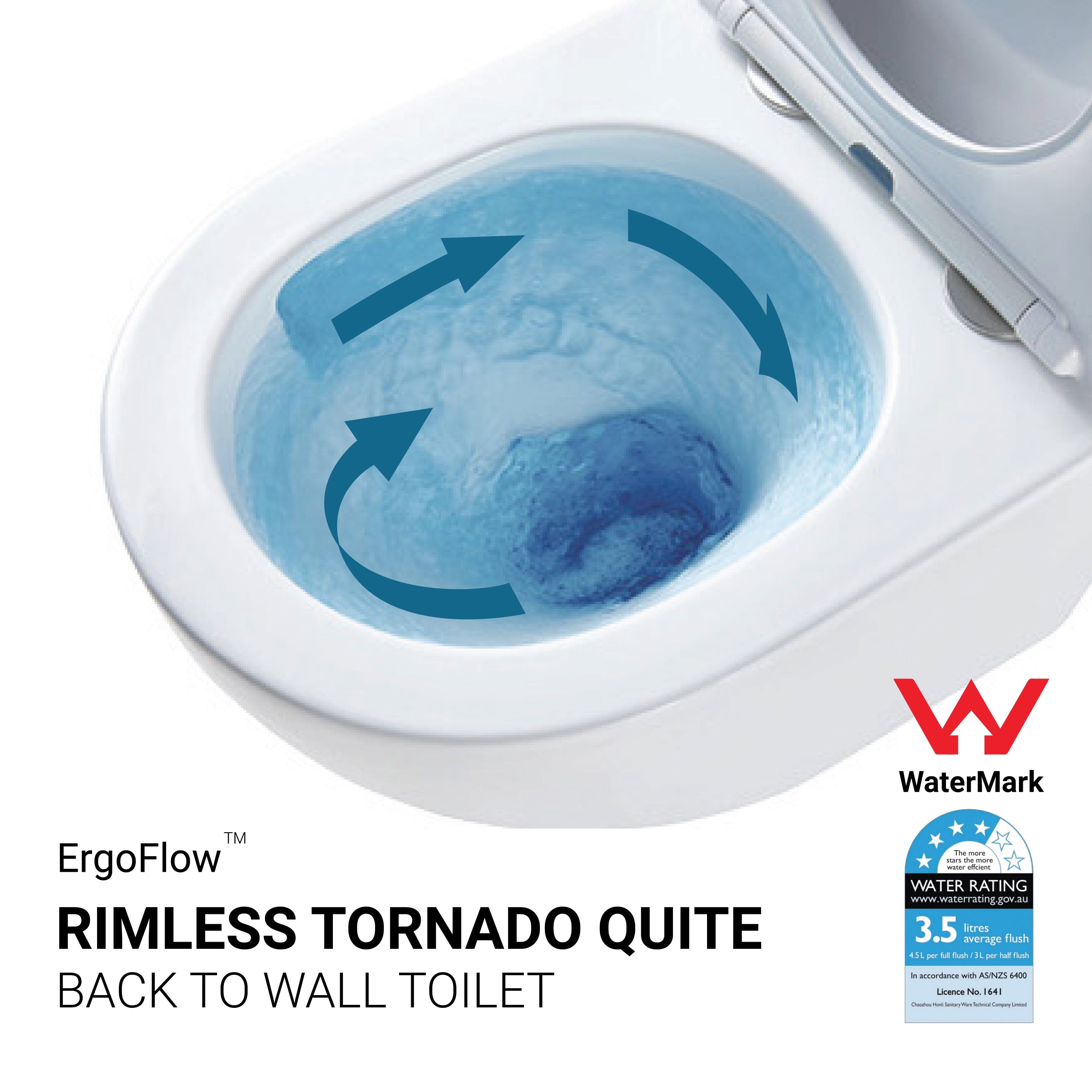 ErgoFlow Curve67 Ergonomic Rimless Tornado Back To Wall Toilet Toilets Arova