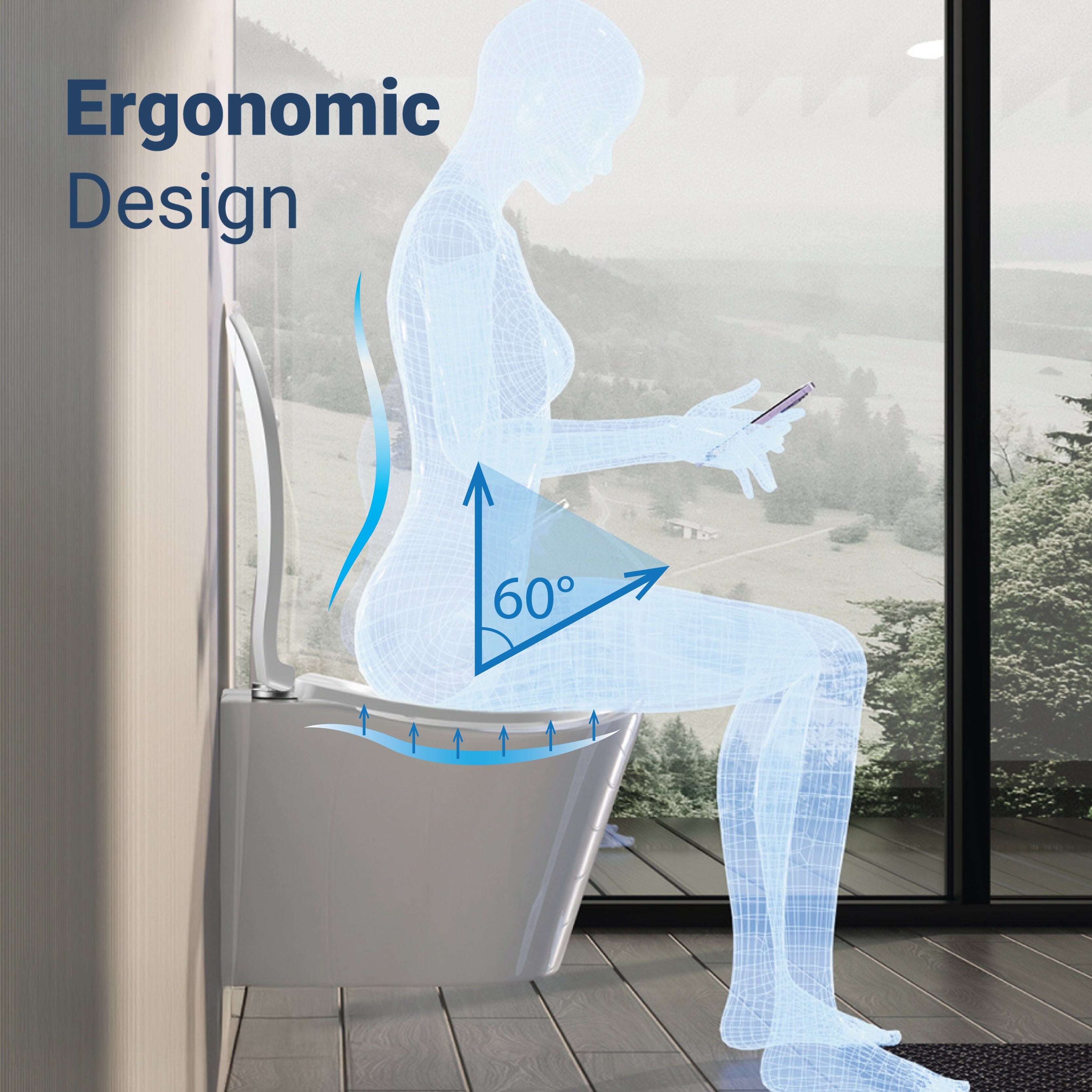 ErgoFlow Edge52 Rimless Tornado Wall Hung Toilet Pan Toilets Arova