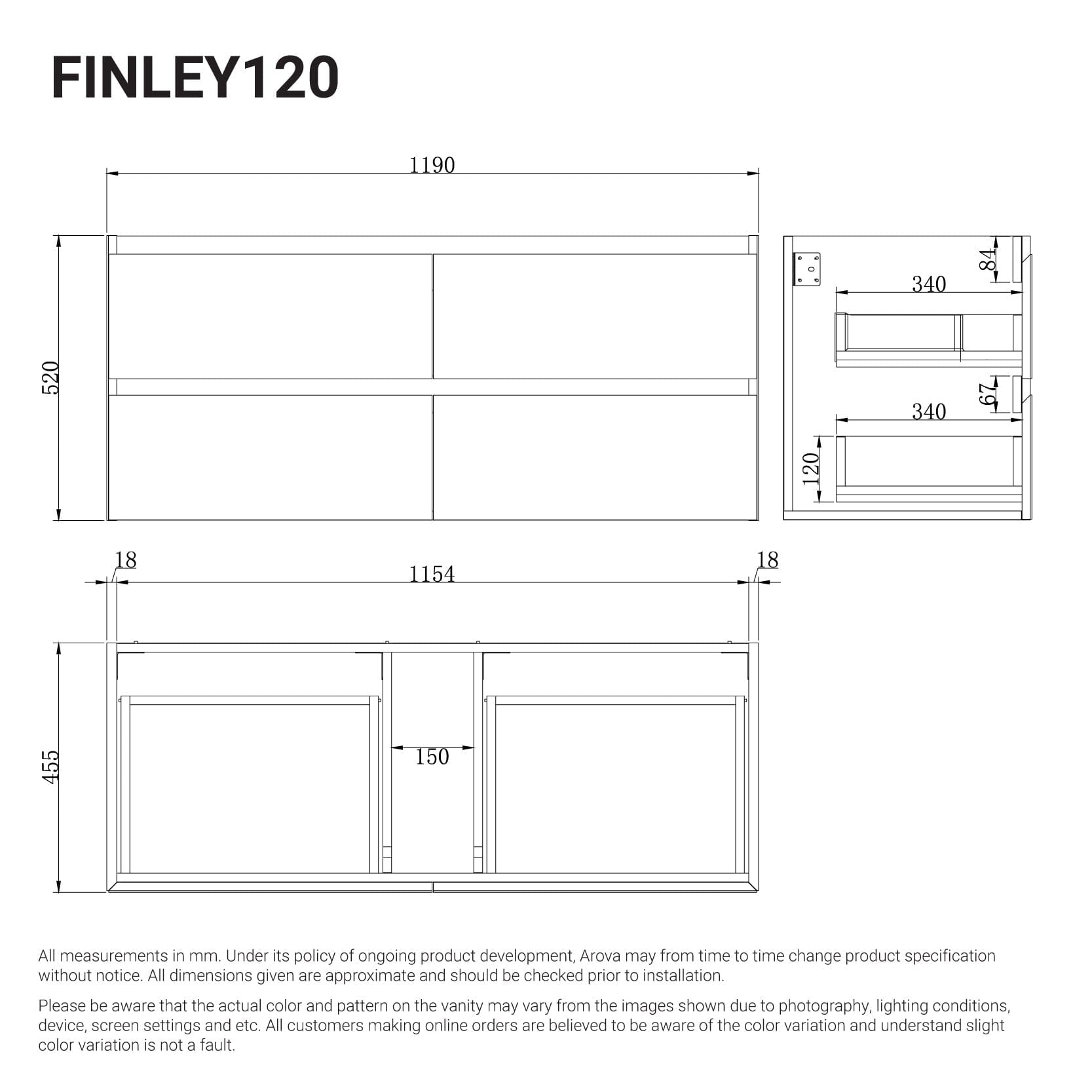 Finley 1200mm Timber Wall Hung Bathroom Vanity Vanities Arova