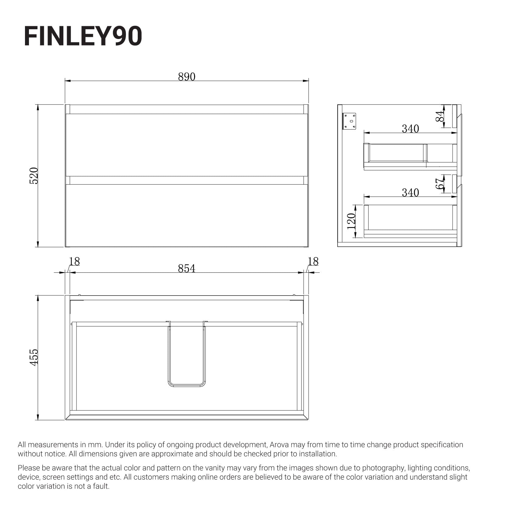 Finley 900mm Timber Wall Hung Bathroom Vanity Vanities Arova