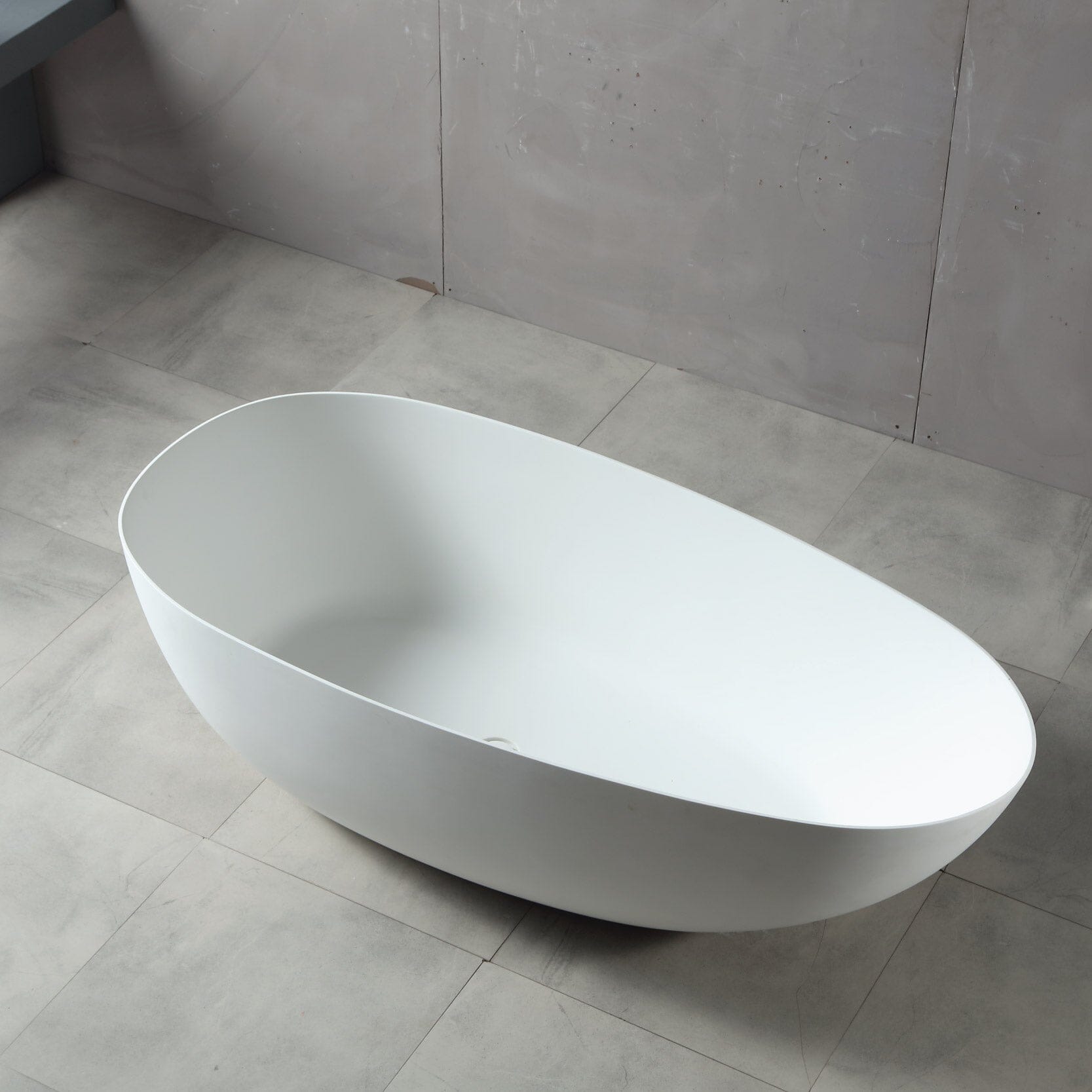 FINN 1400mm Egg Shape Oval Stone Bath Matte White Baths AROVA