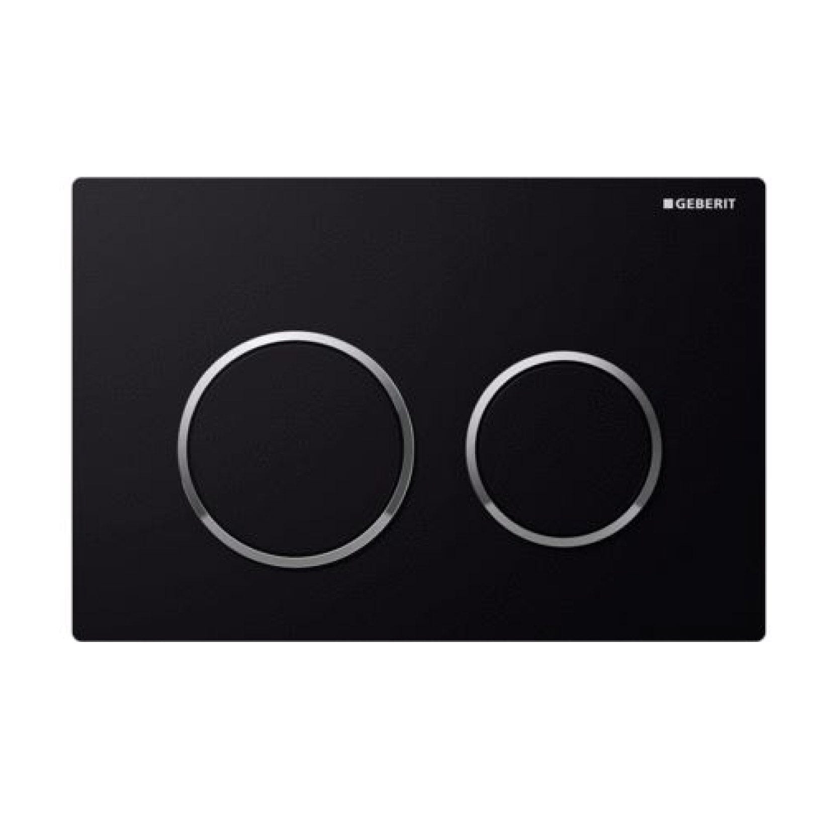 Geberit Kappa 21 Dual Flush Button and Plate - Black plate with chrome trim Toilets Geberit