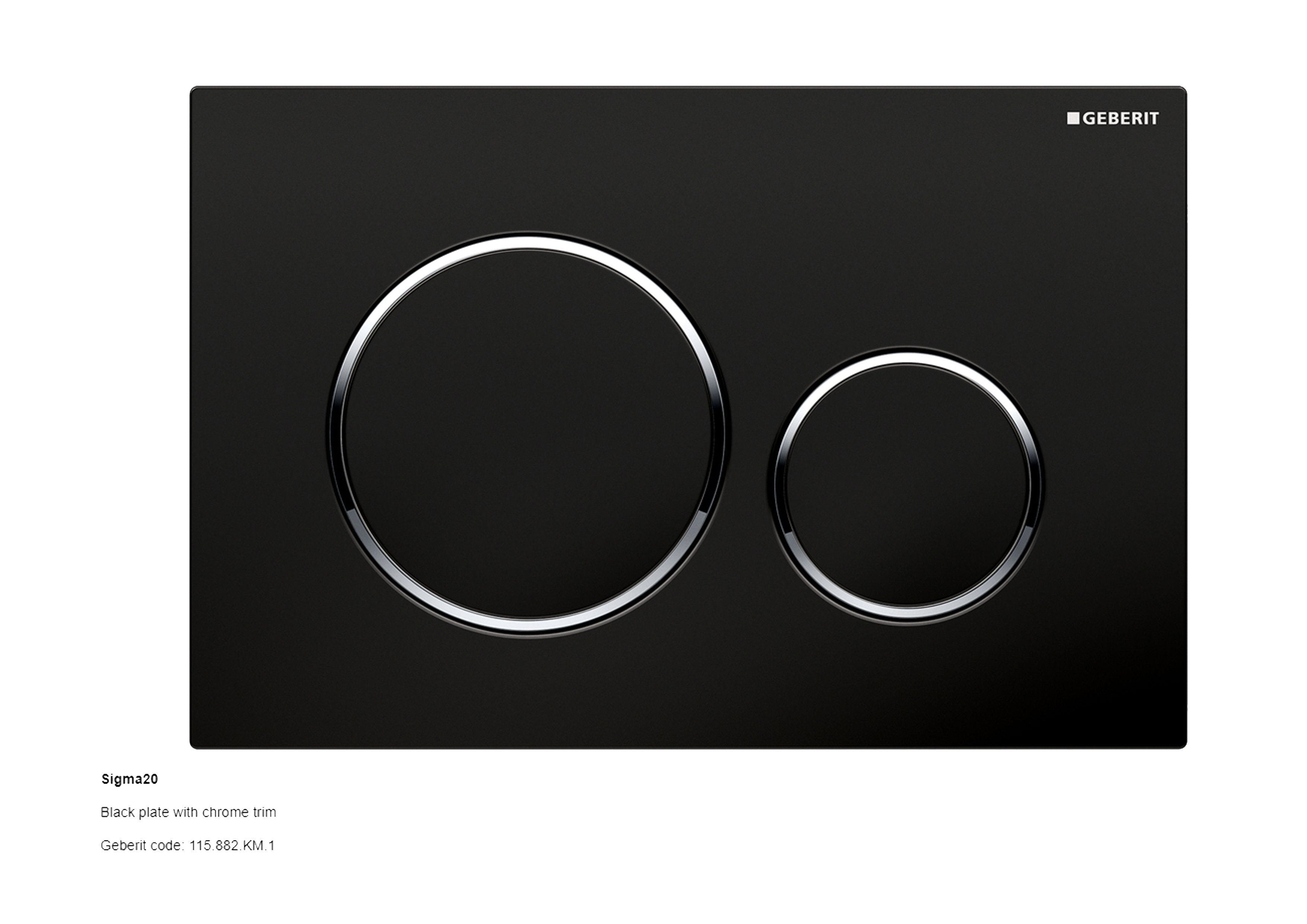 Geberit Sigma 20 Dual Flush Button and Plate Toilets Geberit Black plate with chrome trim