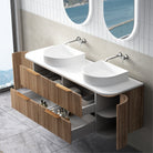 Hadley 1500mm Timber Veneer Curved Fluted Wall Hung Vanity + Luxe Stone Top Arova