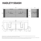Hadley 1500mm Timber Veneer Curved Fluted Wall Hung Vanity Vanities Arova