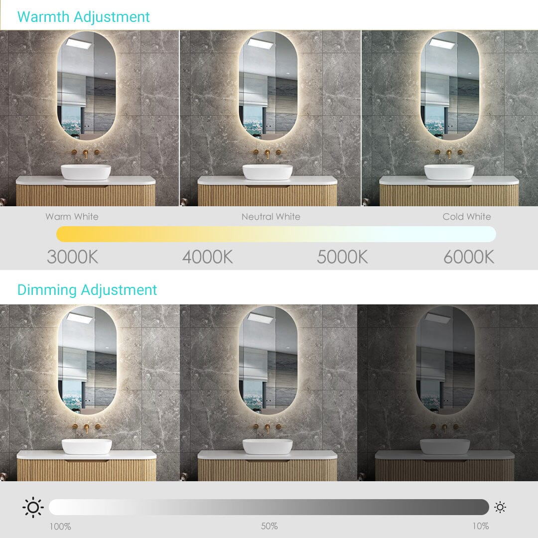 Halo Black Frame Oval Led Bathroom Mirror Anti-Fog Dimmable LED Mirror Arova