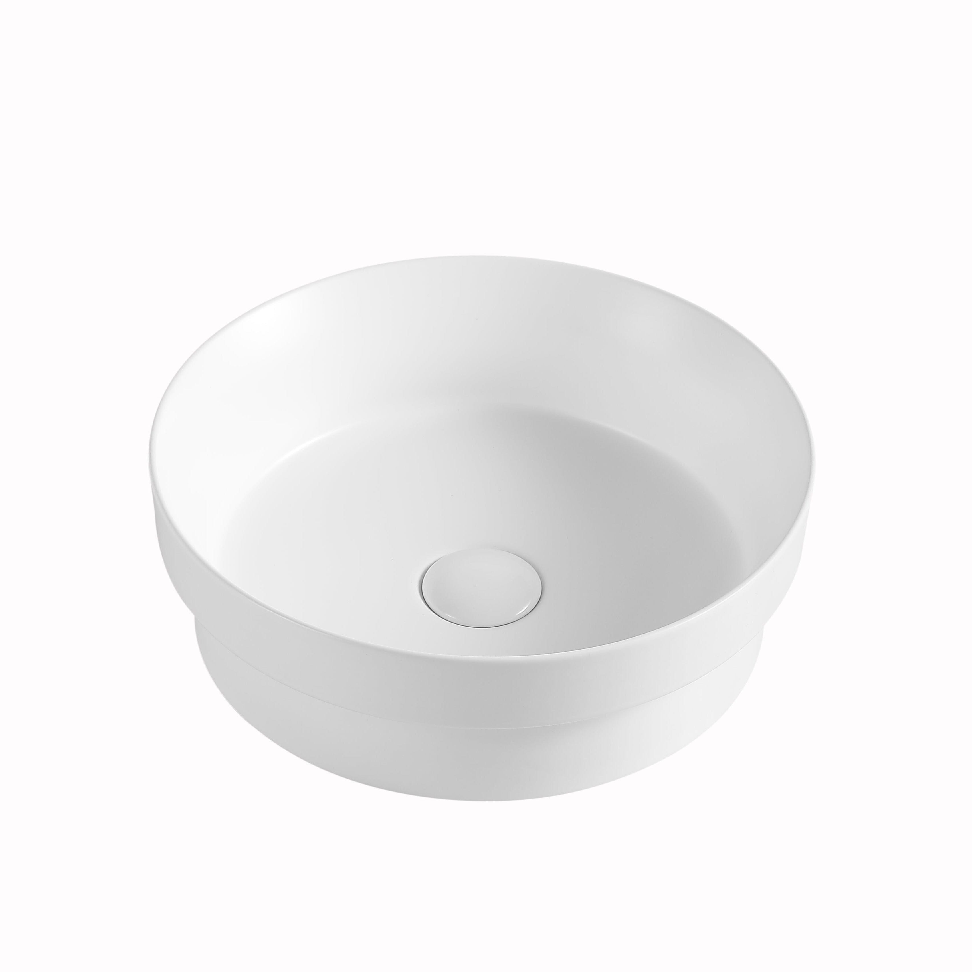 Jess 35 Half Inset Round Basin Matte White Basins Arova