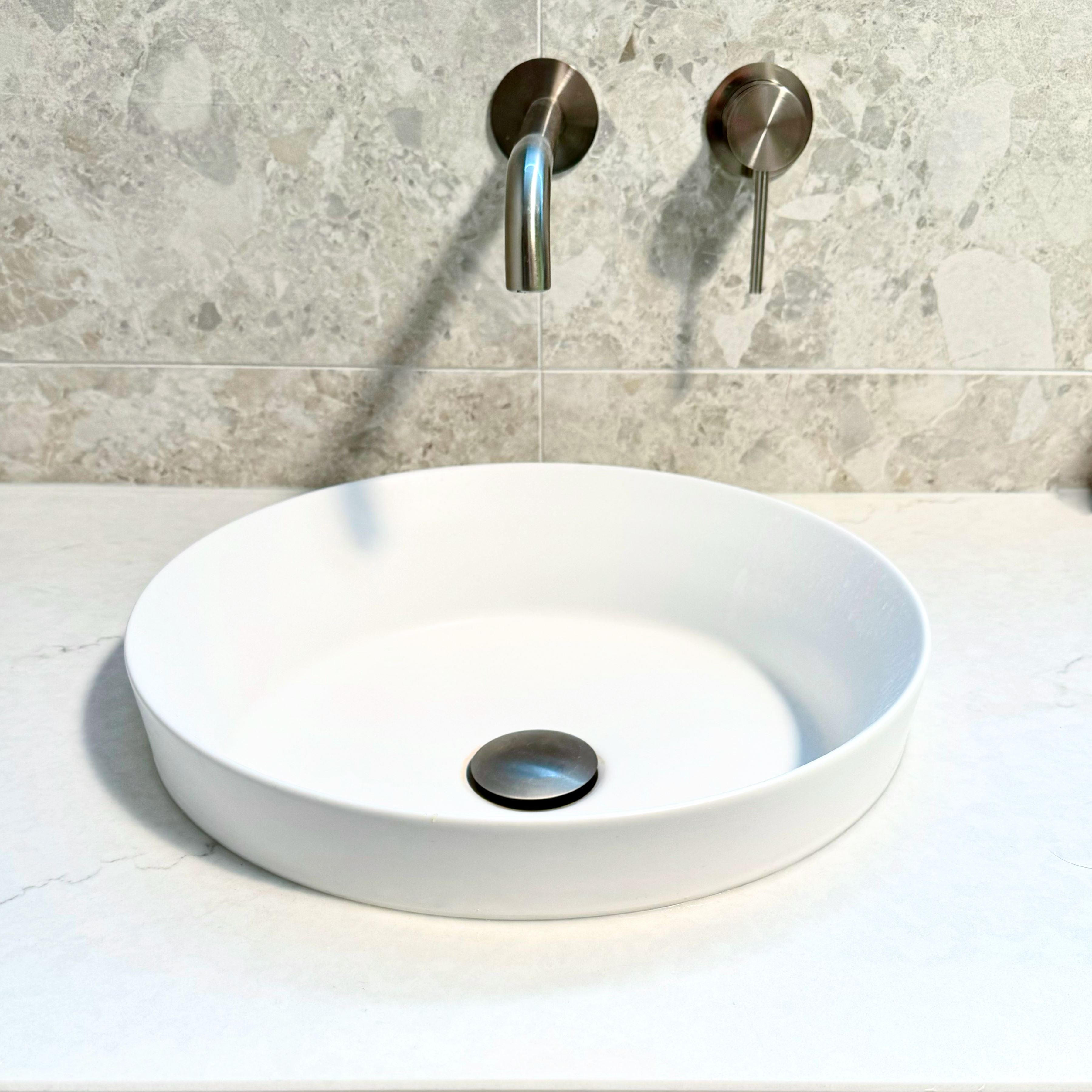 Jess 35 Inset Basin Round Matte White Basins Arova