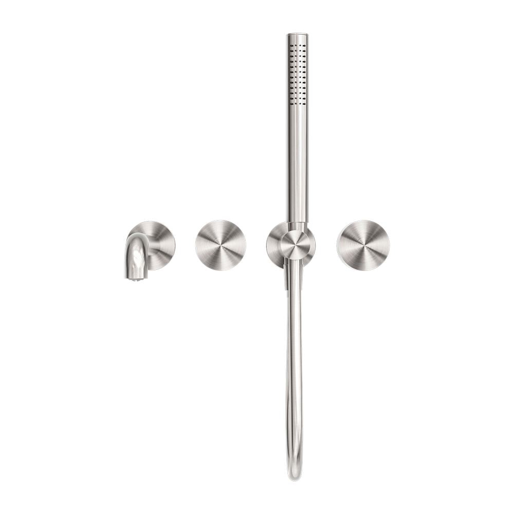 KARA PROGRESSIVE SHOWER SYSTEM SEPARATE PLATE WITH SPOUT 230/250MM BRUSHED NICKEL Showers Nero