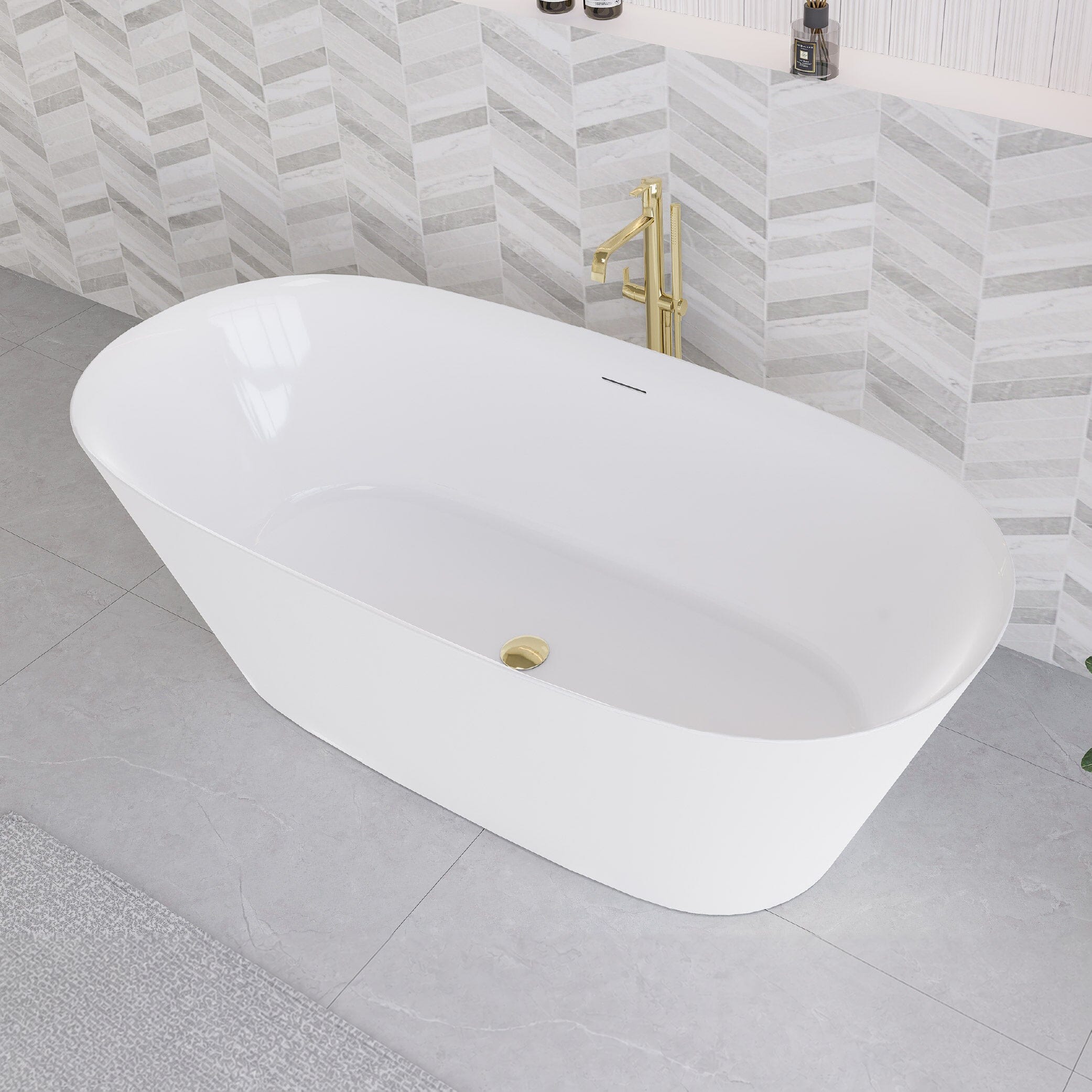 Knox 1700mm Oval Freestanding Acrylic Bathtub Gloss White Baths Arova